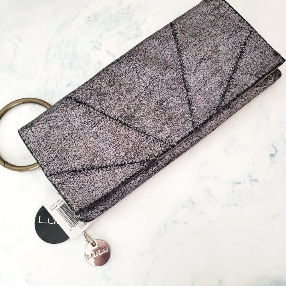 Lulus Night Out Clutch - Gray/Silver & Black Clutch Wristlet Purse
